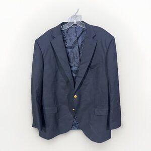 Brooks Brothers Blazer Sz 48R Navy Gold Button Madison 1818 Vitale Barberis Wool